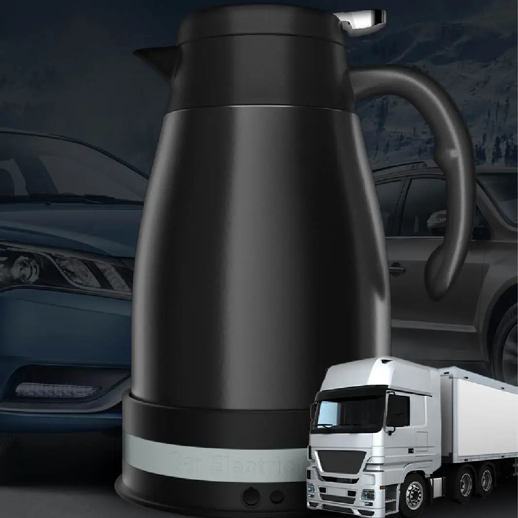 12V/24V Portable Car Kettle 304 Stainless Steel Rapid Heating Travel Outdoor Boiling Water Heater With Cigarette Lighter 1200ml