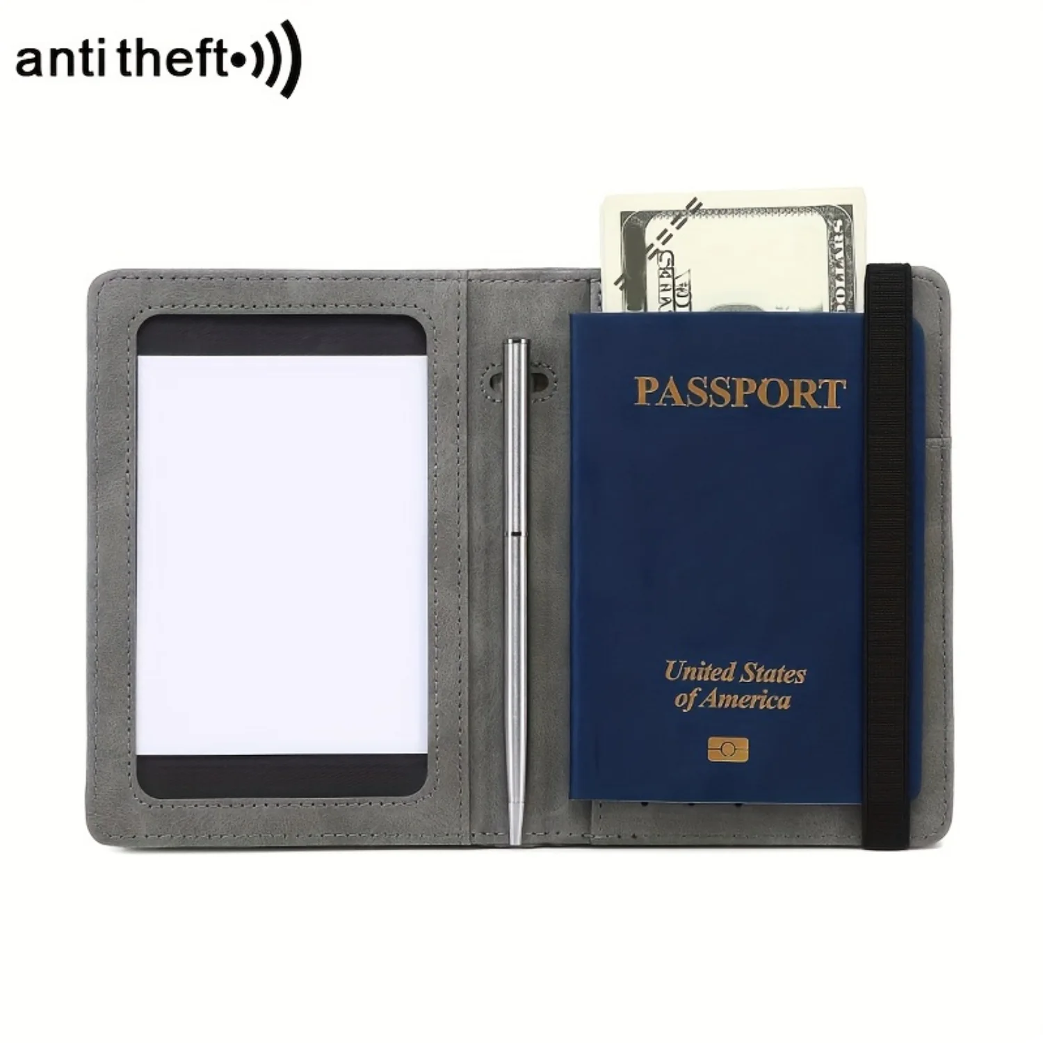 Multi Functional RFID Anti-theft Travel Passport Wallet with Card Holder, Ticket and Document Organizer