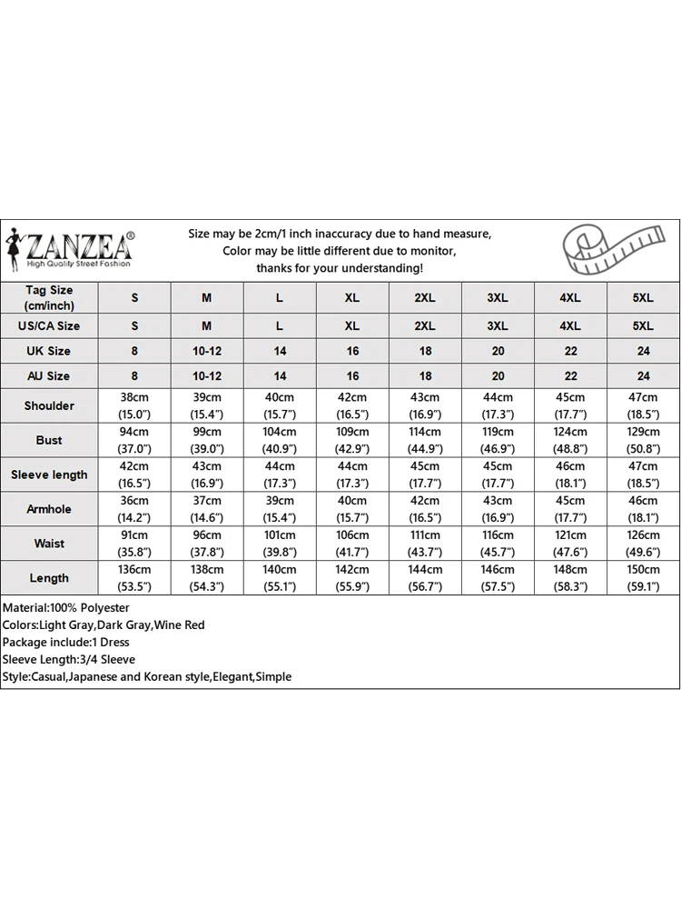 ZANZEA 패션 맥시 드레스 2025 여성 가을 3/4 러플 소매 롱 선드레스 V넥 컬러 패치워크 캐주얼 루즈 베스티도스