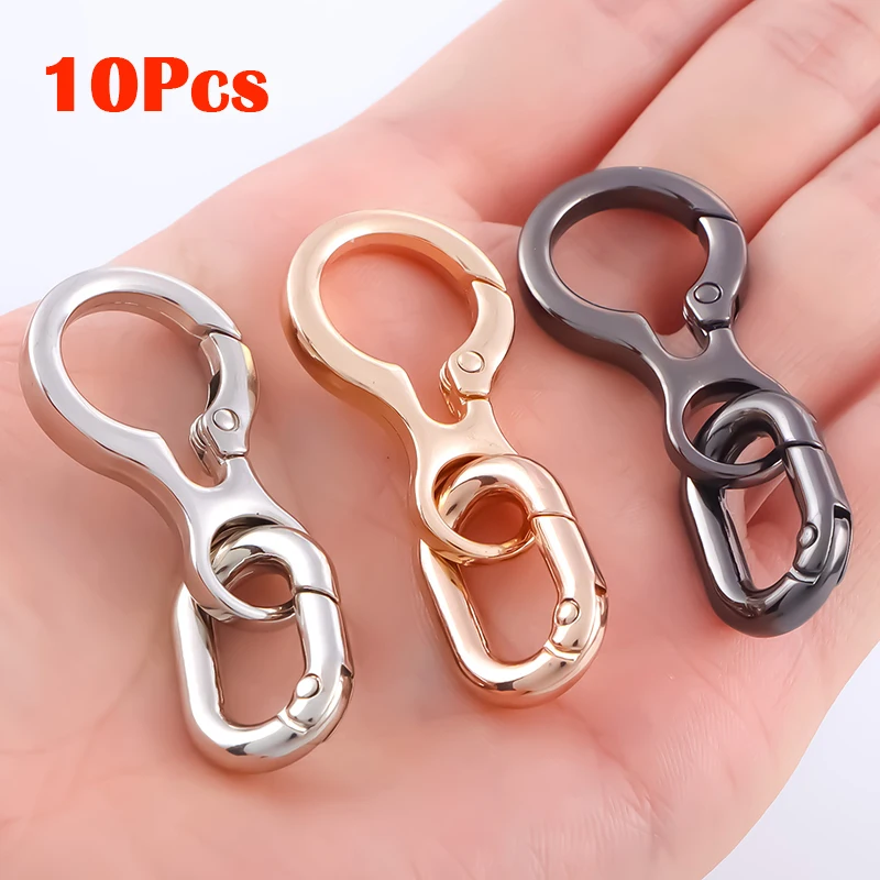 

10pcs Double Opening Swivel Clasp Clips, Metal Swivel Spring Snap Hooks, Key Chain Clip with Key Ring for DIY Keychains