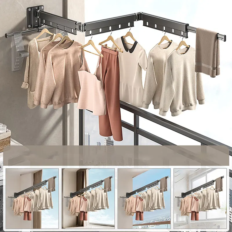 Clothes Drying Rack, Aluminum Alloy Folding Drying Rack, Wall-mounted Collapsible Drying Rack, Space Saver Clothes dryer