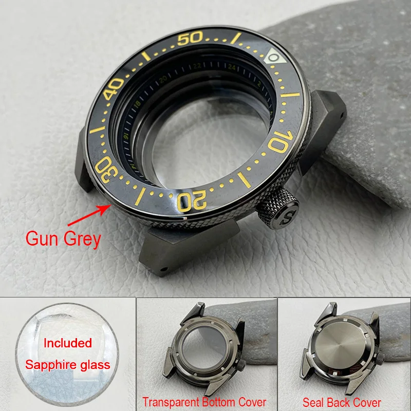 

Mod King Samurai Case Gun Grey Fit NH34 NH35 7S 4R Movement SRPF Samurai Series Men's Diving 200M Water Resistance Watch Case