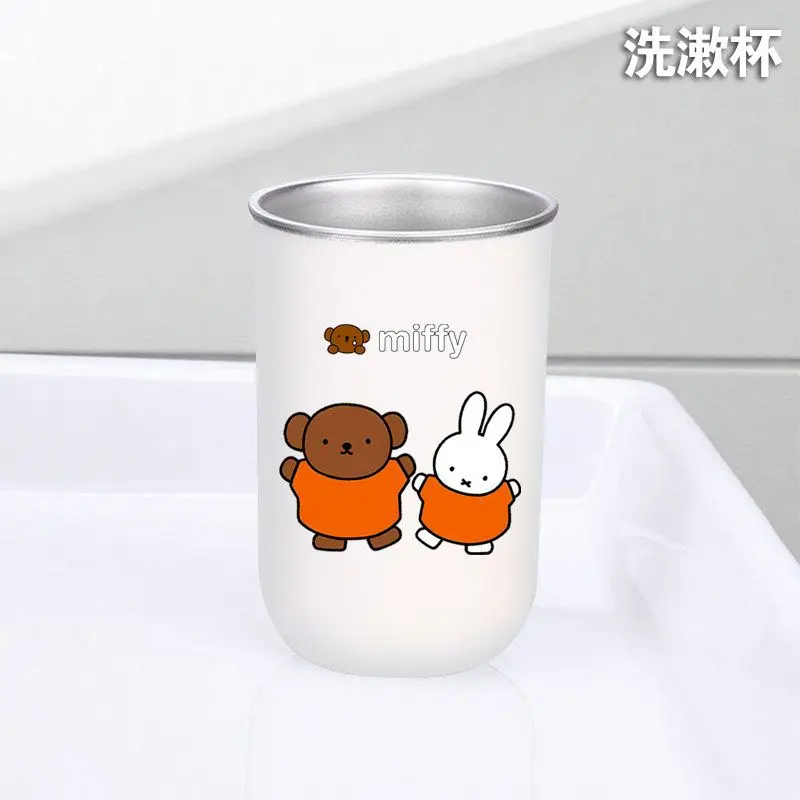 Miffy Rabbit Sweet and Cute Creative Cartoon Pattern New Men's and Women's Simple Fashion Stainless Steel Toothbrushing Cup