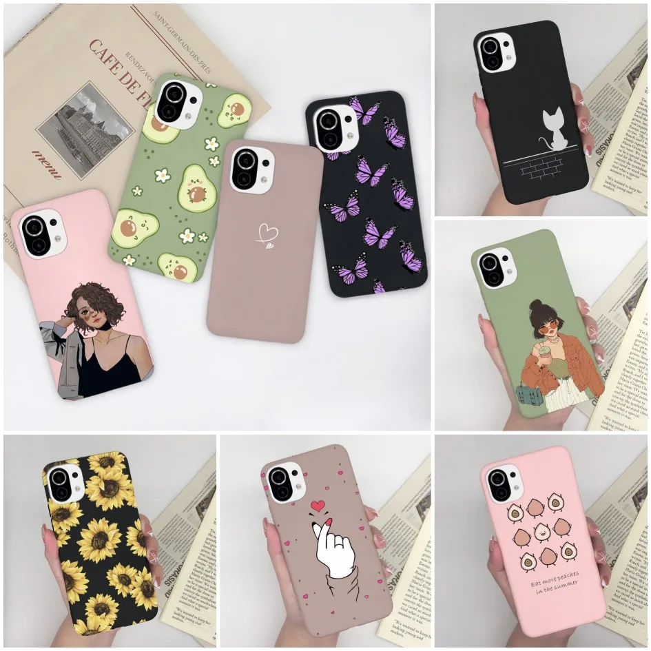 Casing For Xiaomi Mi 11 Cute Cartoon Daisy Matte Shockproof Fundas Phone Back Cover For Xiomi Mi 11 Pro Mi11 Xiaomi11 Lite Cases