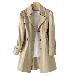 Spring Autumn Trench Coat Woman 2023 New Korean Single-breasted Mid-Long Women Trench Coat Overcoat 4XL Khaki Windbreaker Female