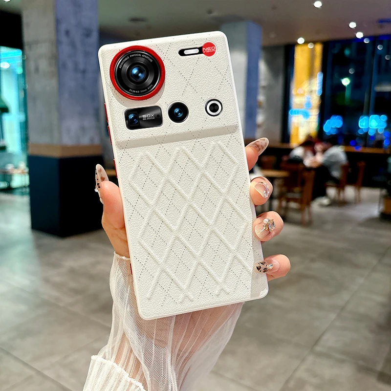 

For ZTE Nubia Z70 Z70S Ultra Case Diamond Pattern Leather Individual Metal Keys Matte Anti-Slip Grip Soft Case Cover