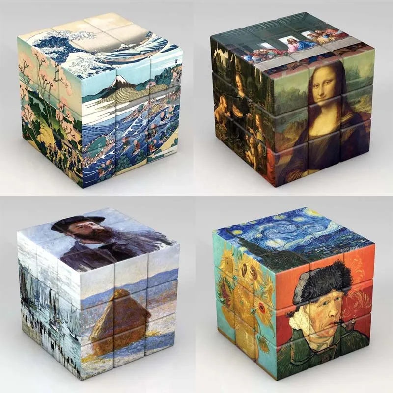 3x3x3 Magic Printing Magic Cube Van Gogh Multi-Element Customized Pattern Magic Cube Children's Gifts Educational Toys