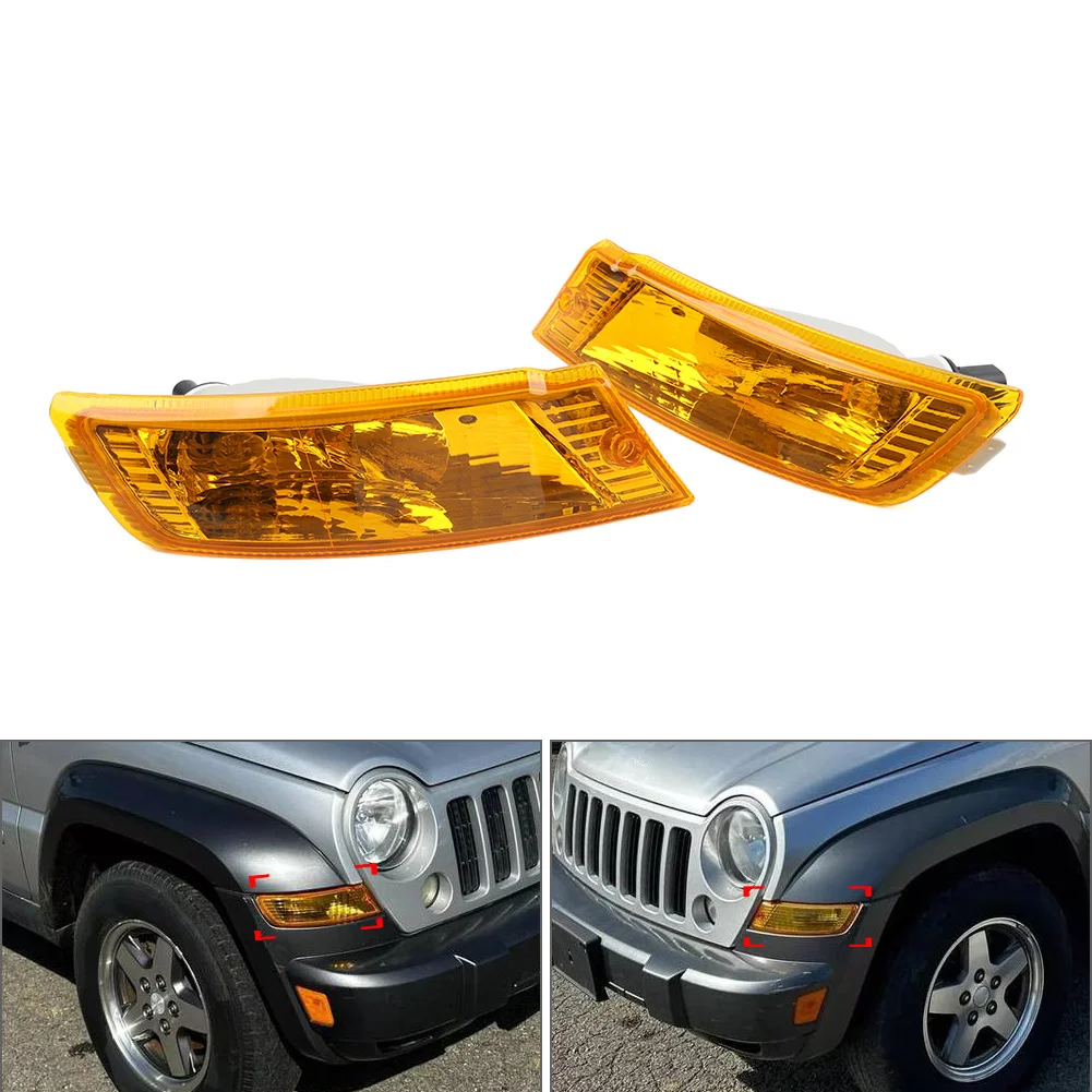 Side Marker Light Turn Signal Lamp Indicator 1Pair For Jeep Liberty 05-07 ABS + PC Grey