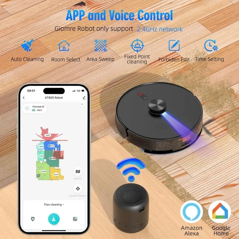 Combo de robot aspirador y trapeador 3 en 1, estación de vaciado autónomo durante 60 días, aspirador robótico con navegación LiDAR