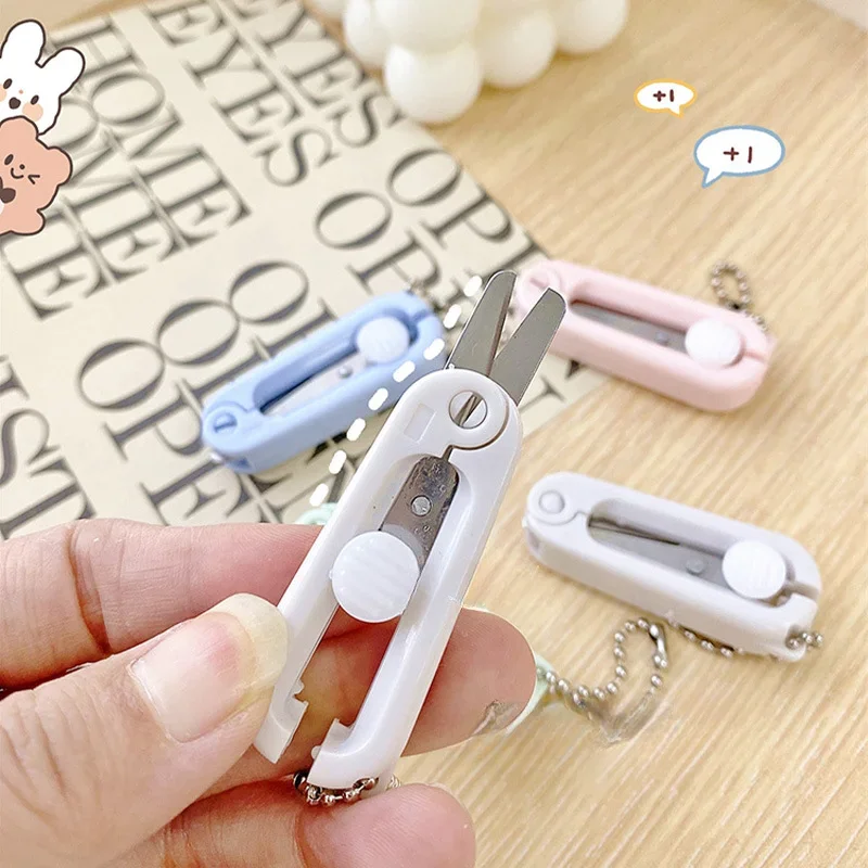 1 Pcs Portable Folding Mini Scissors with Multi-function for Kids Handicrafts Round Tips School Supplies Cute Scissors