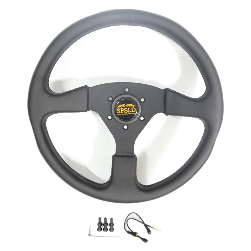 

14inch 350mm Racing Flat Steering Wheel Auto Universal Leather Simulated Racing Game Steering Wheel