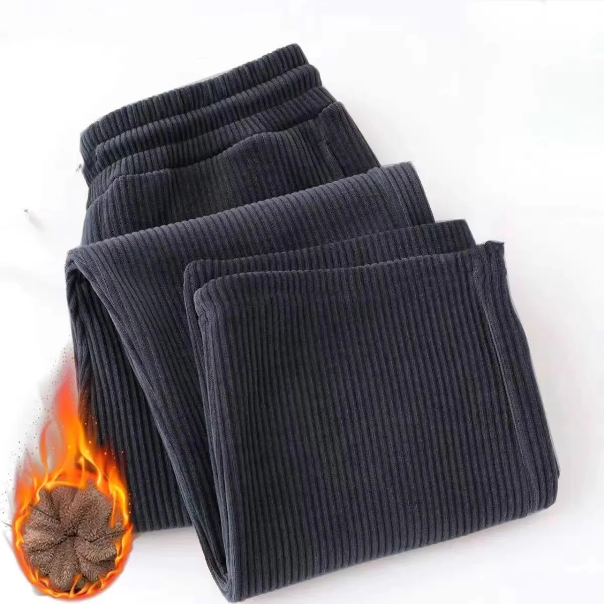 

Мужские вельветовые брюки свободного кроя с флисовой подкладкой, осенне-зимние спортивные повседневные теплые штаны из полиэфирного волокна