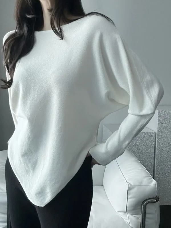 

ay Batwing Sve oulder Bared Loose Knitwear Women's Autumn Winter Sle Casual Loose Design Unique Korean Faion Sweater