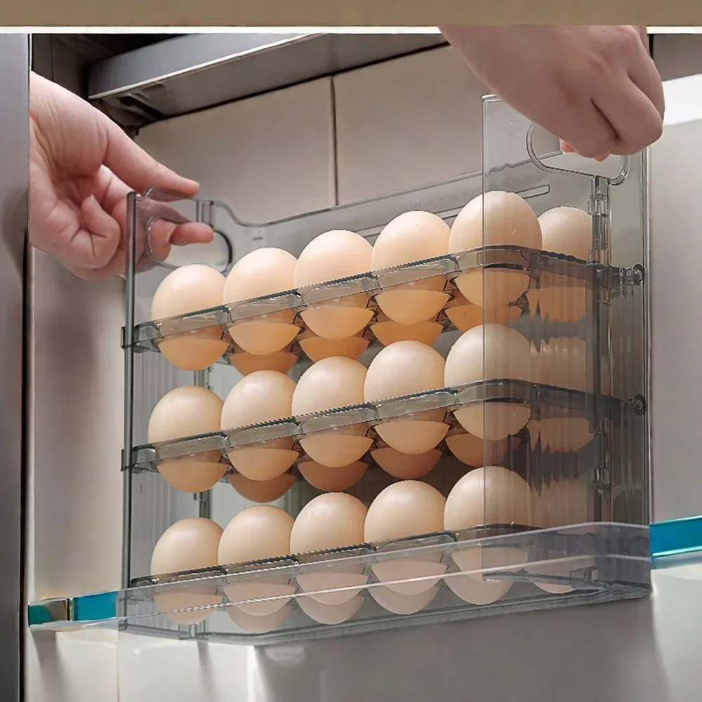 

30grid Eggs Egg Holder Auto Rolling Organizer Space-saving Egg Dispenser Holder Rack Large Capacity For Refrigerator