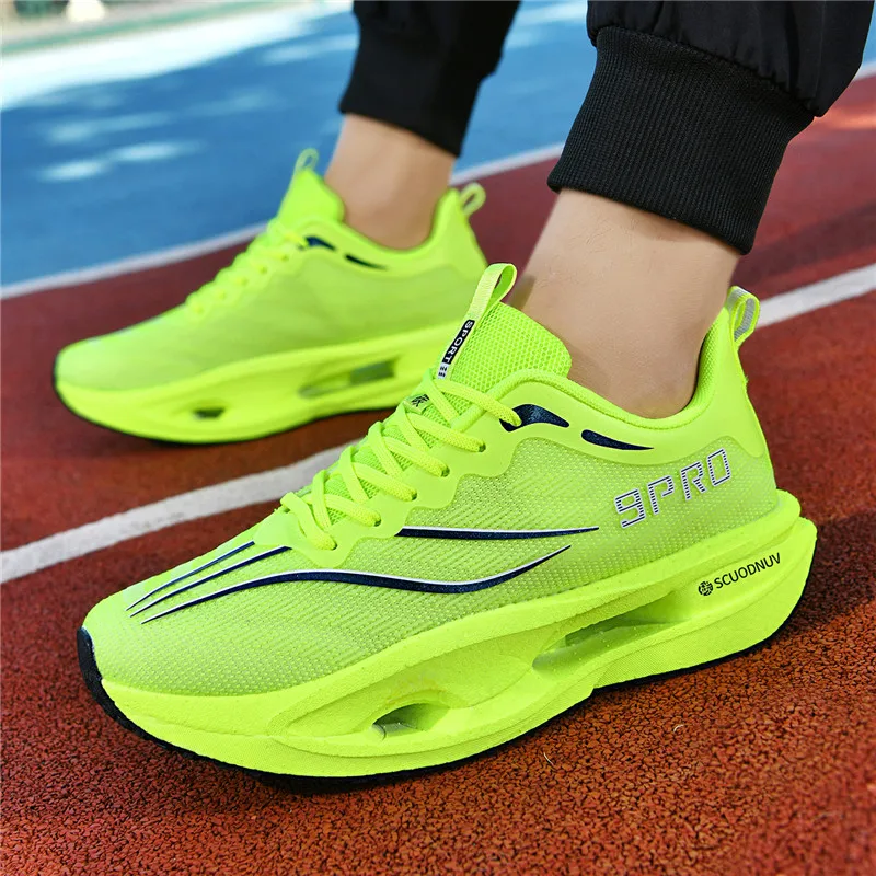 Herren-Freizeitsportschuhe, Paar-Modell 9Pro, Herren-Laufschuhe für Wettkämpfe, trendige Sportschuhe mit Farbverlauf und Mesh-Obermaterial, atmungsaktive, leichte und strapazierfähige Laufschuhe mit dicker Sohle und hoher Elastizität, die Stöße absorbieren, ideal für Outdoor-Fitness-Training. – Detail 19