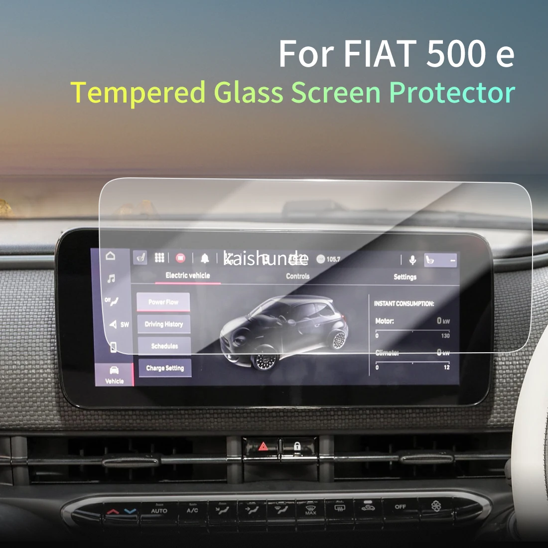 

Car Stickers Meters Protector For24 Fiat 500E Tempered Glass Protective Film Display Navigation Vehicle