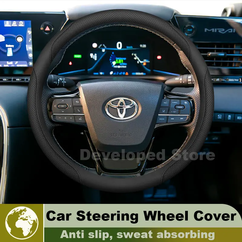 Car Steering Wheel Cover For Toyota HIACE 2019 2020 2021-2025 Leather Auto Steering Wheel Interior Toyota HIACE Accessories
