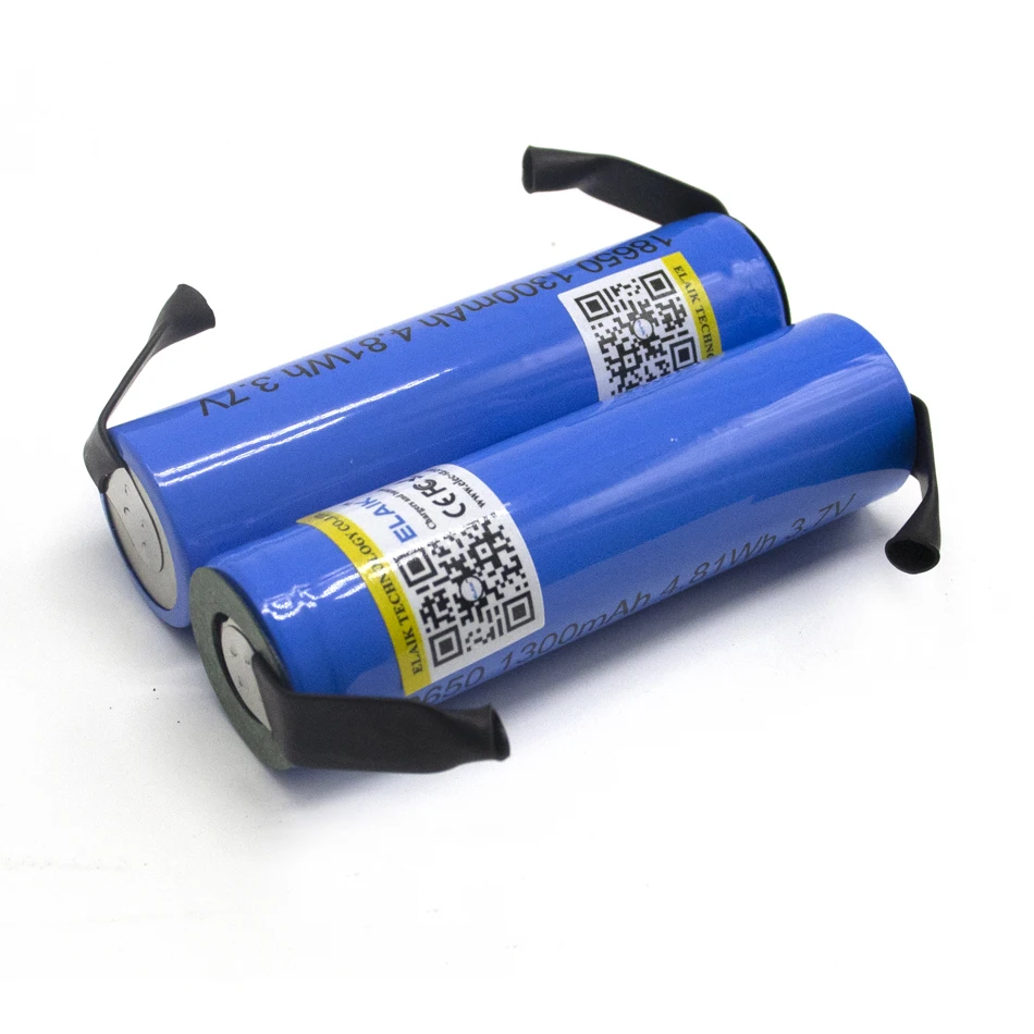 Battery Rechargeable battery 18650 1300mAh 3,7V lithium Li-ion battery DIY Nickel