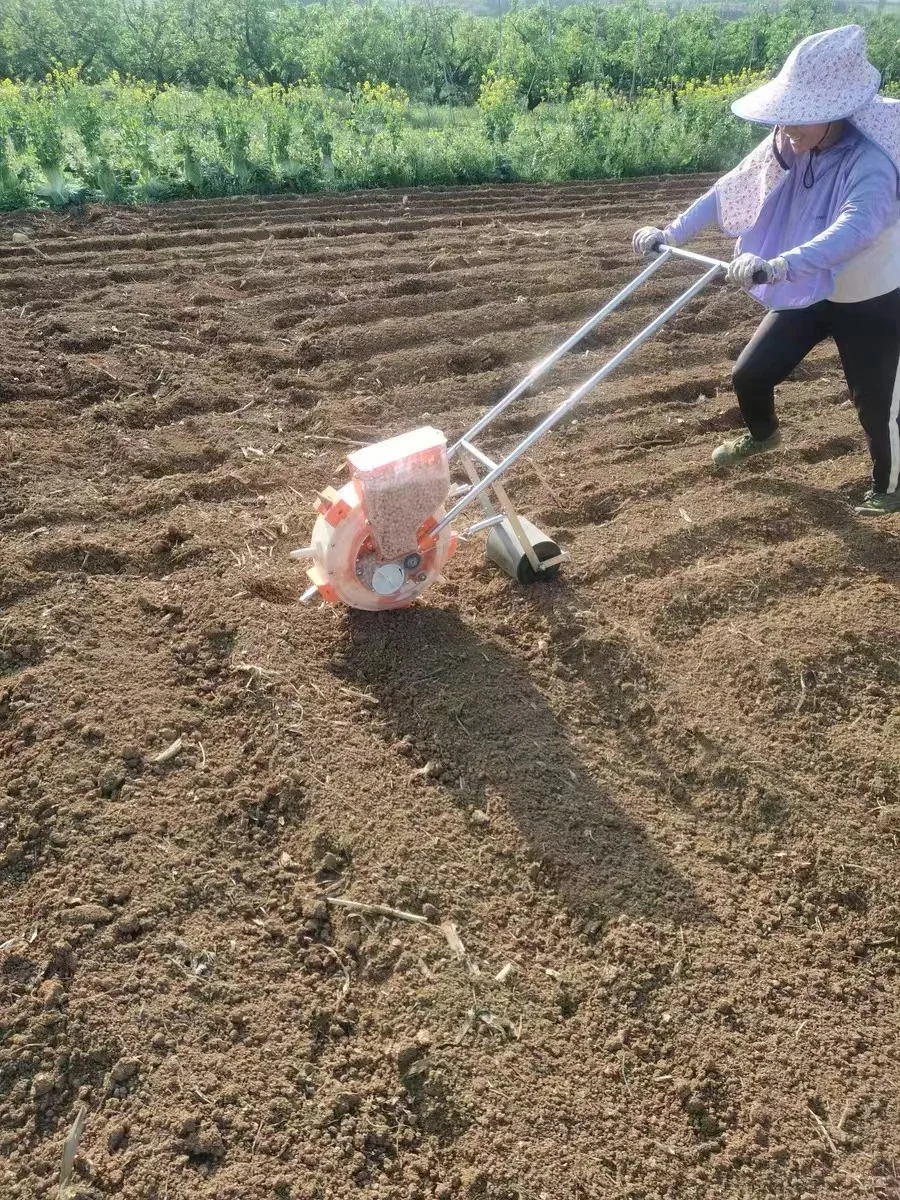 Small Agricultural Seeder Corn Planter Hand Push Seed Planter with Fertilizer Application