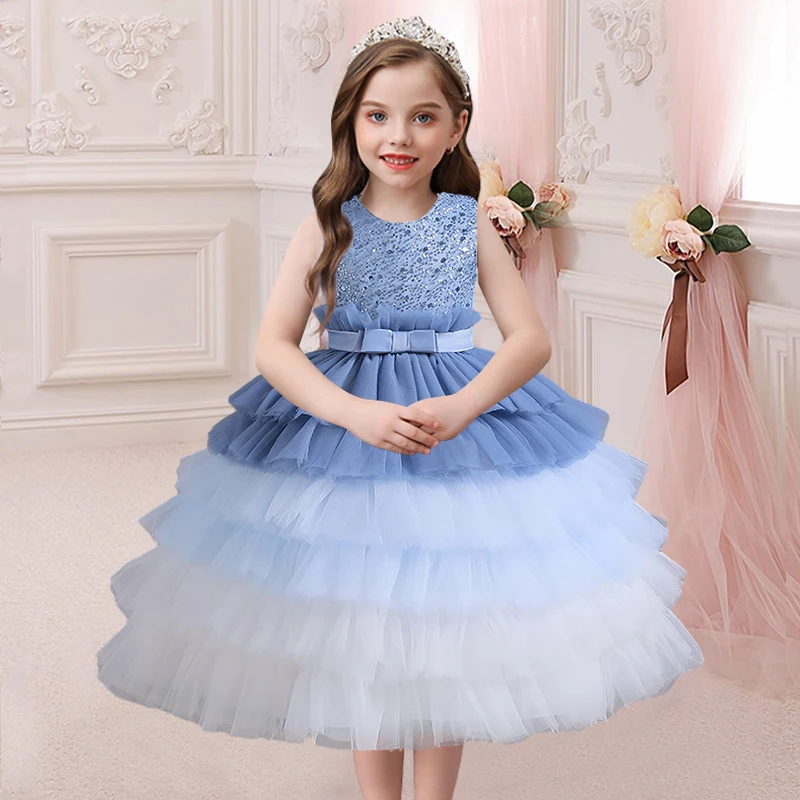 

2-8 Years Baby Girl's Dress Fashion Bow Tail Trailing Bow Lace Princess Dress Princess Dress Mesh Cake Dress Ball Gown