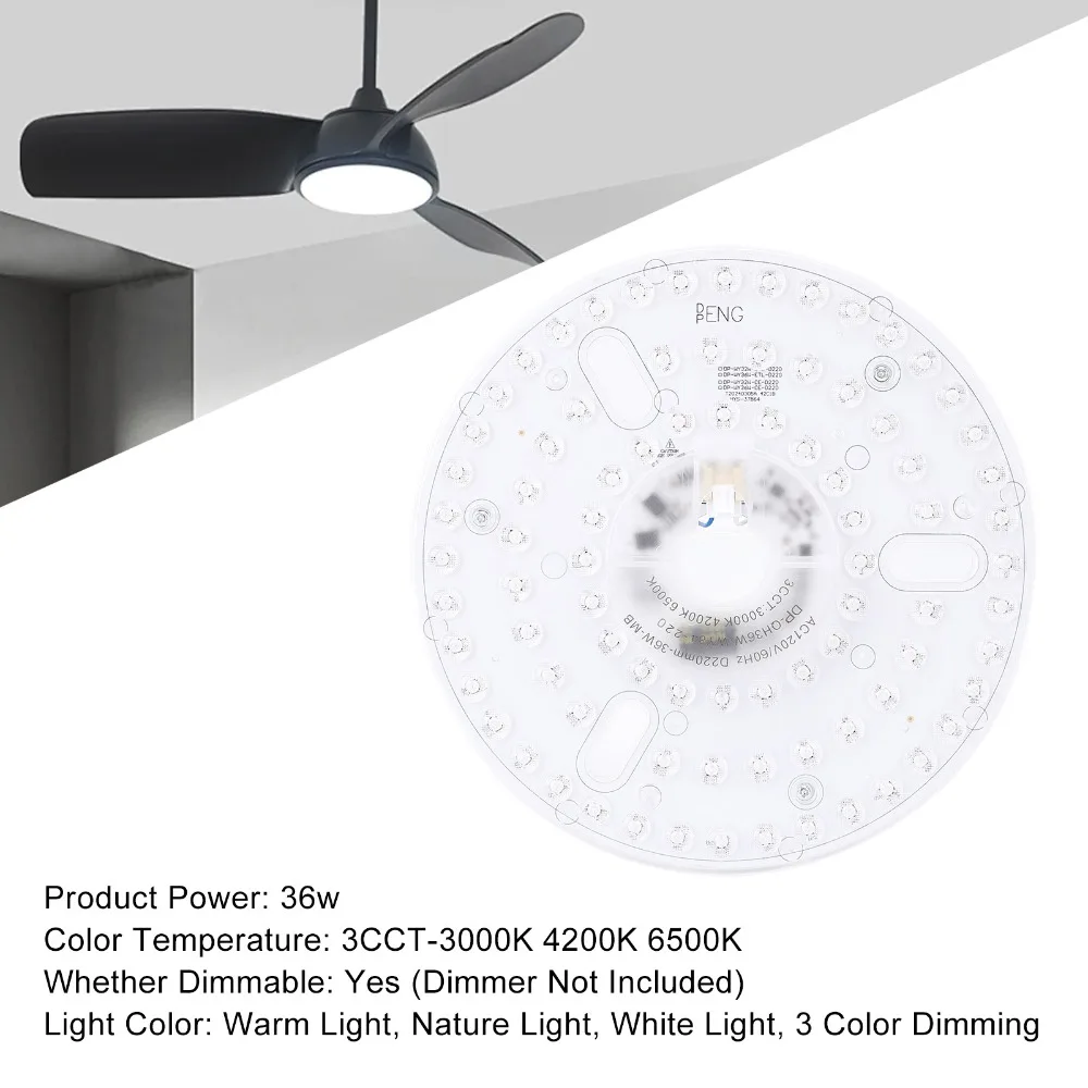 8.66 Inch Ceiling Fan LED Light Replacement 36W 120V LED Ceiling Fan Light Retrofit Round LED Light Engine For Living Rooms