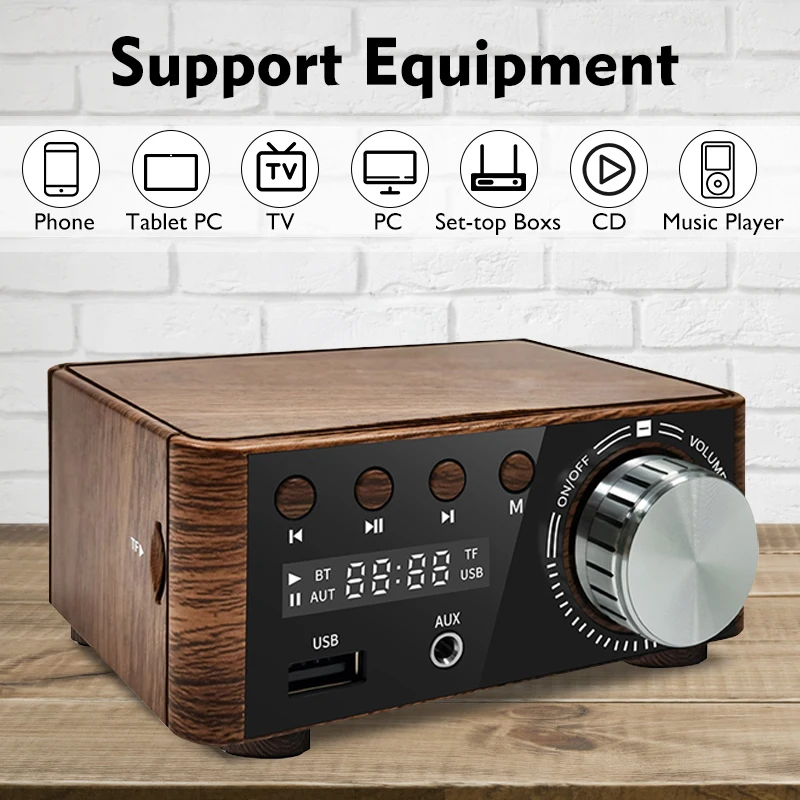 50W+50W Infineon MA12070 Bluetooth 5.0 Digital Audio Power Amp Class D USB AUX TF Home Theater HiFi Stereo Mini Amplifier