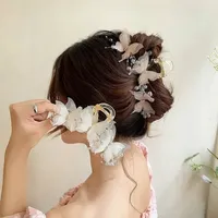 New Fashion Simulation Butterfly Hair Clips Women Elegant Pearl Bow Ponytail Clip Sweet Crab Claw Headdress Hair Accessories