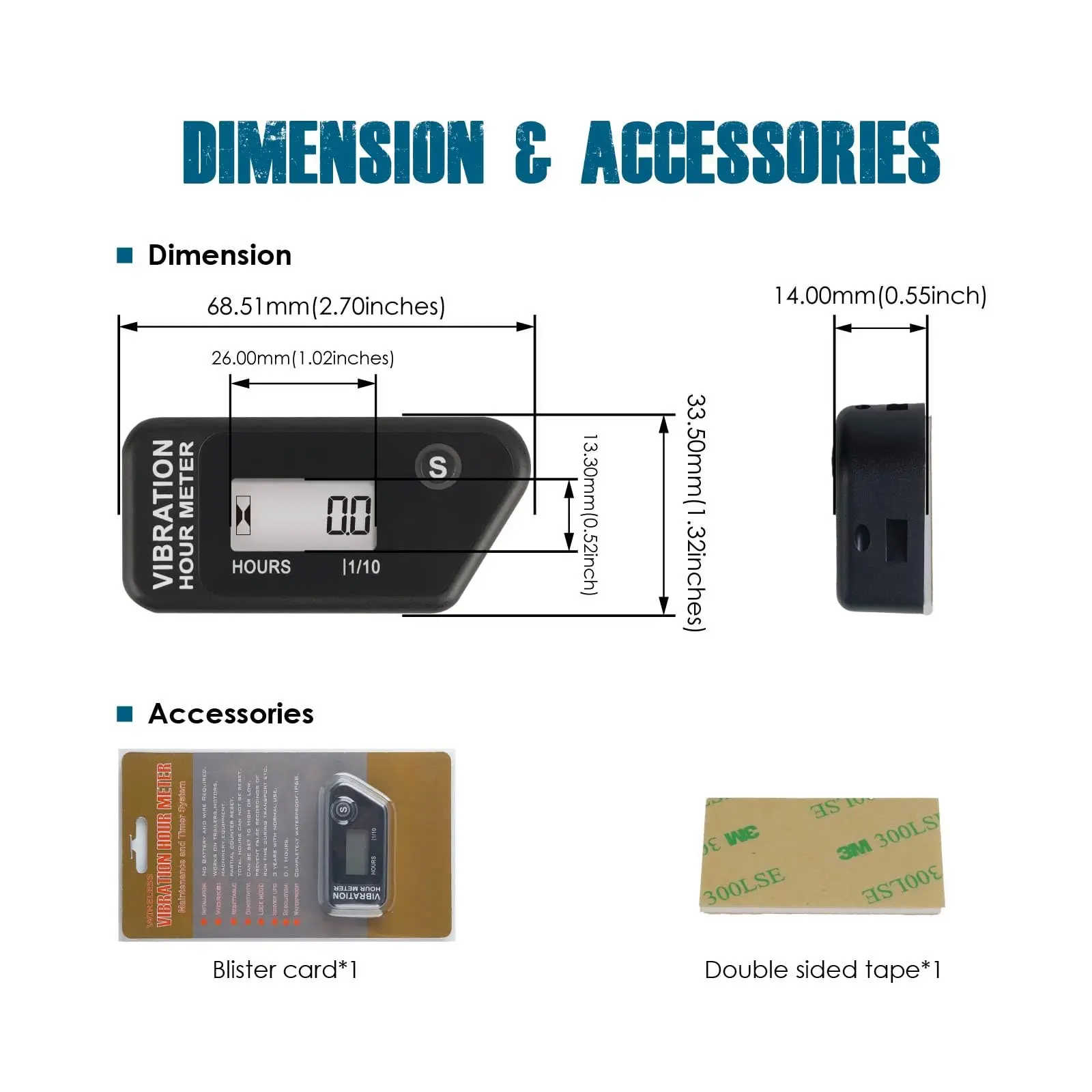 Digital Wireless Vibration Hour Meter For Chainsaw Pit Bike Dirt Quad Bicycle Lawn Mower Snowmobile ATV Marine Motorcycle Jet