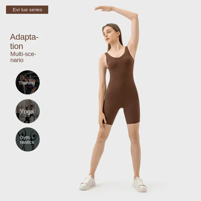 Nieuwe Yoga Bodysuit Met Nude-Gevoel En Elastische Stof Aan Vier Zijden Voor Gymtraining, Gebouwd In Een Sportvormende Bodysuit Op De Borst