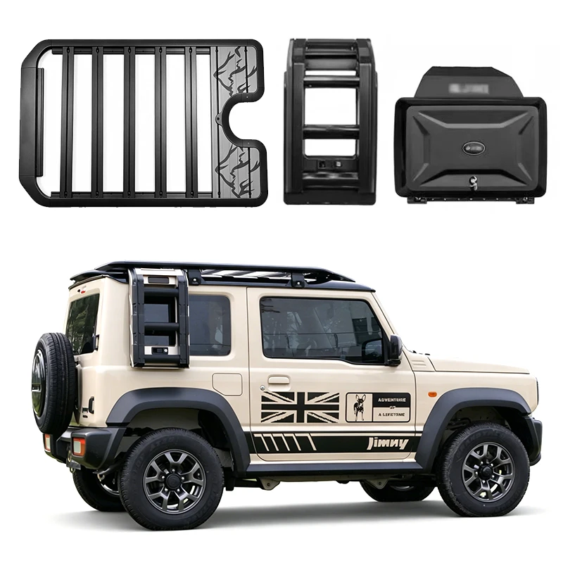 For Aluminum Alloy Car Roof Cargo Luggage Rack Baskets Side Ladder Side Box for SUZUKI JIMNY 5 Door 3 Door JB64/JB74 2019-2026
