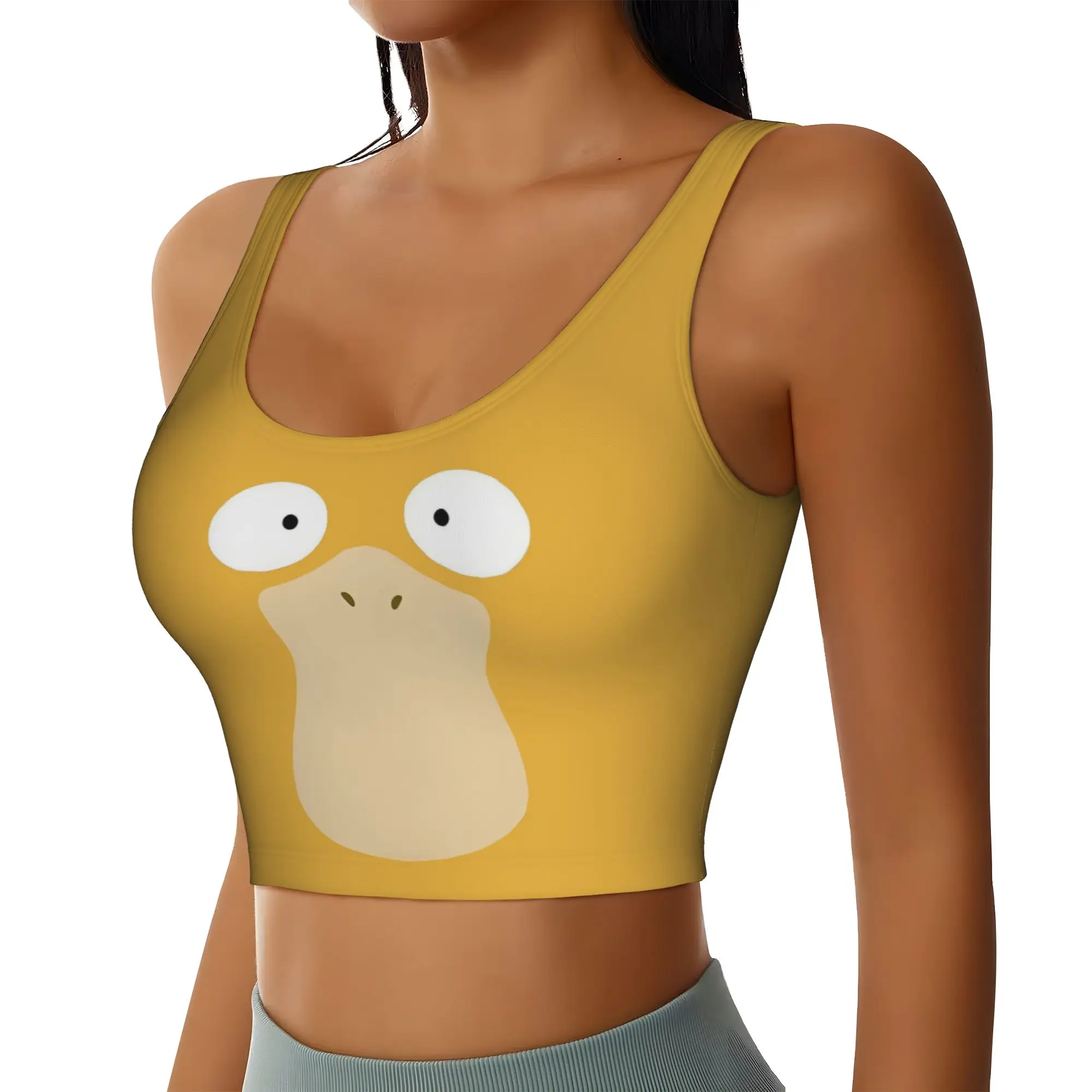 Custom P-Psyducks Workout Crop Tank Tops Women's Cute Duck Yoga Sports Bras