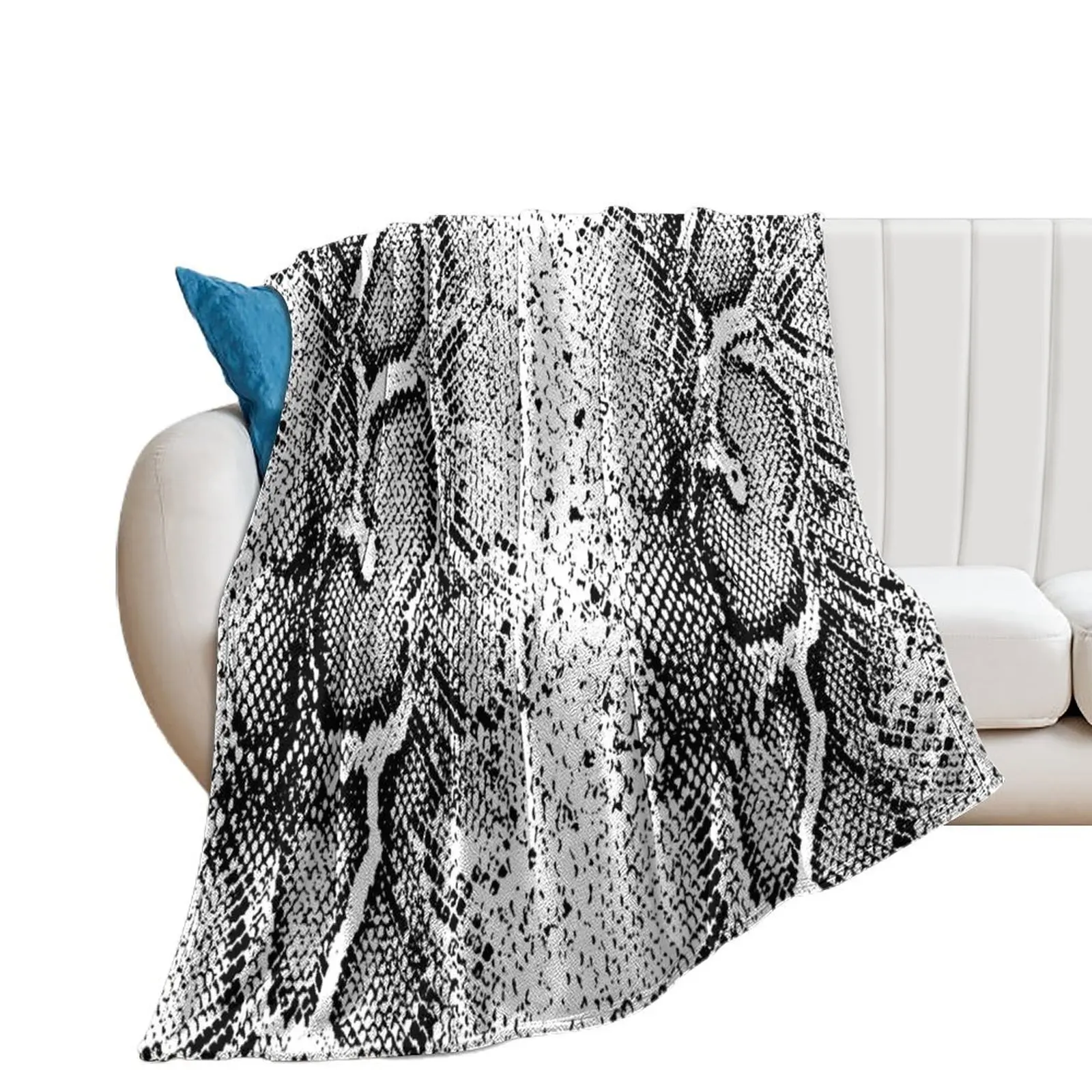 SNAKE SKIN PYTHON BLACK AND WHITE, BY SUBGIRL Throw Blanket Beach blankets ands Blankets