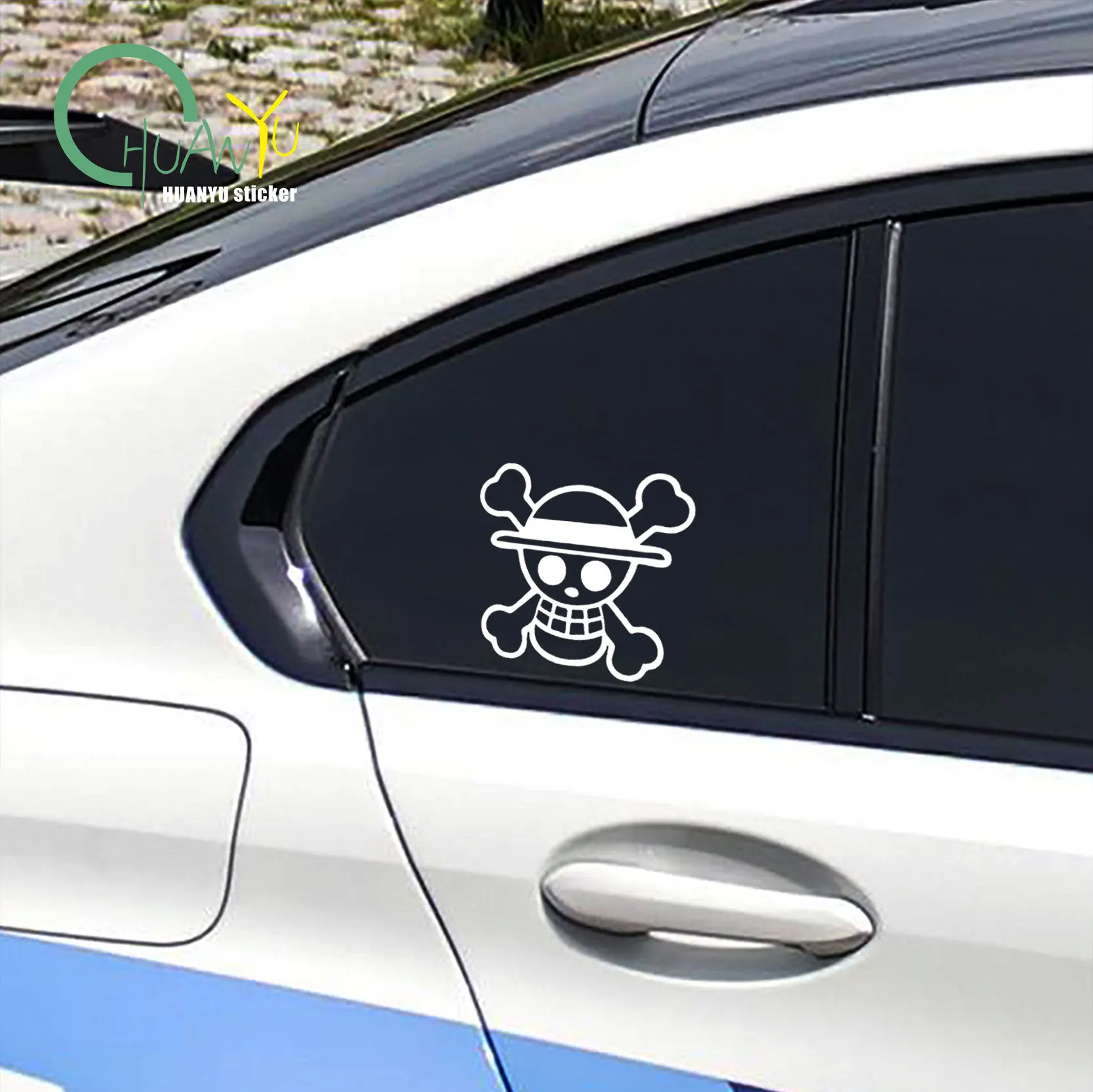 Car 3D sticker body scratch sticker car decal cartoon personalized One Piece logo straw hat skull head fuel tank cover sticker