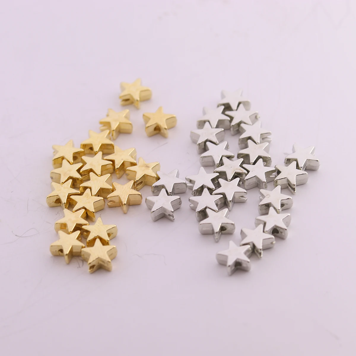 200 stücke 6X6mm CCB Stern Perlen Gold Rhodium Farbe Pentagramm Lose Spacer Perlen Für Schmuck Machen DIY armbänder Halskette Zubehör