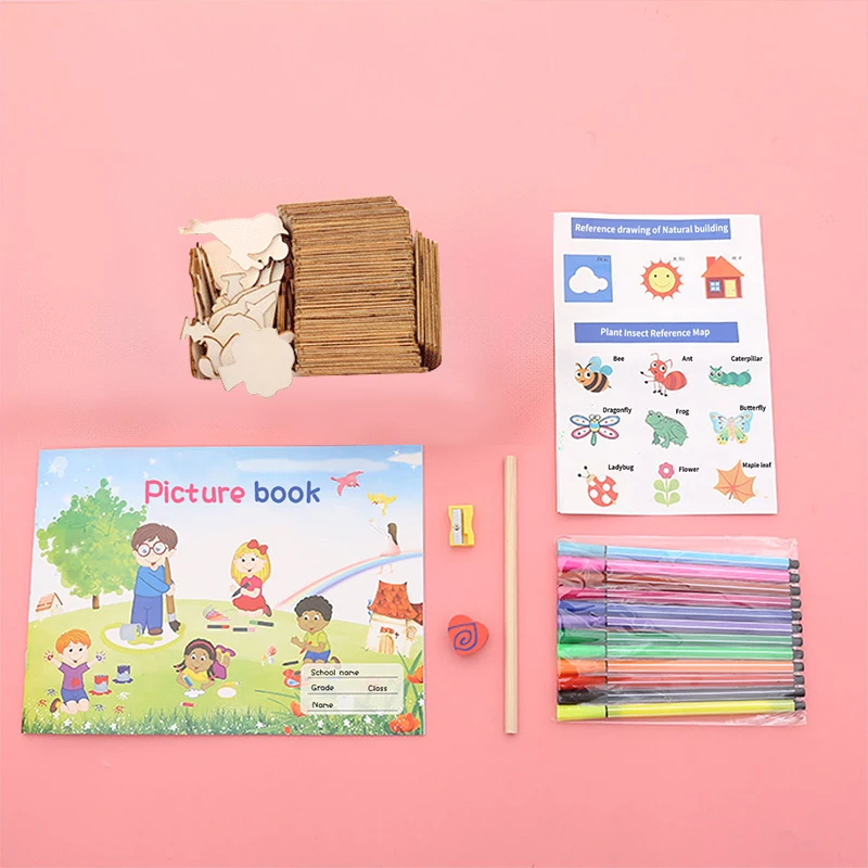 Montessori Kids Speelgoed Tekenen Speelgoed Houten Diy Schilderij Leren Educatieve Kinderspelletjes Speelgoed Puzzel Knutselspeelgoed Voor Kinderen Geschenken