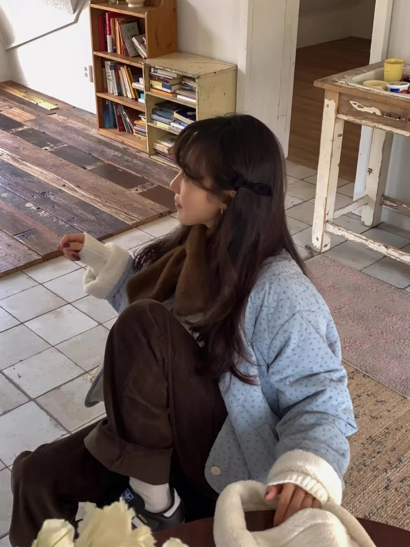 

Очаровательное антивозрастное двустороннее пальто из хлопка с цветочным принтом, женское осенне-зимнее свободное универсальное теплое хлопковое пальто