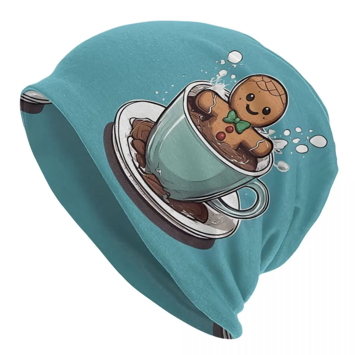 Gingerbread Man Bathes In Chocolate Washed Thin Bonnet Windproof Casual Beanies Protection Men Women Hats