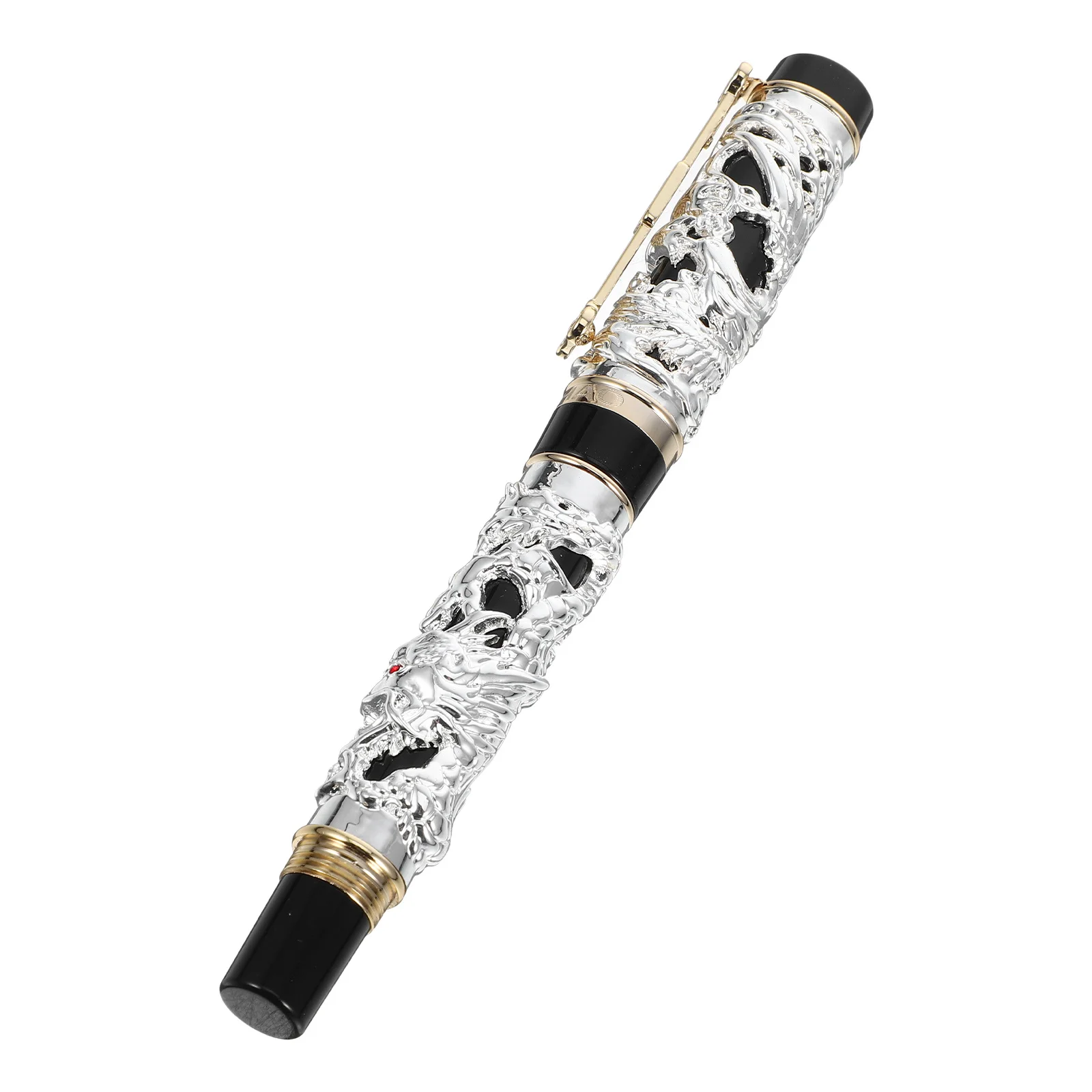 

Chinese Wind Fountain Pen with Dragon Phoenix Design Zinc Alloy Metal Vintage Dip Pen for Artistic Writing Calligraphy Business