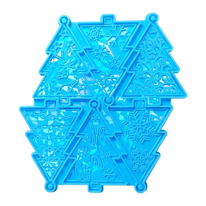 Ciondolo albero di natale olografico stampi in Silicone fai da te fatti a mano decorazione natalizia ornamento torta cottura stampo in resina artigianato