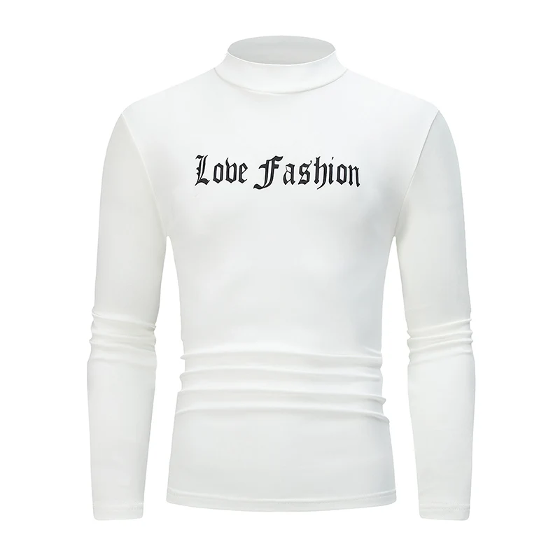 1/3 قطعة الرجال طويلة الأكمام أعلى منتصف الرقبة تي شيرت الشباب الخريف والشتاء الرياضة غير رسمية مريحة حجم كبير العصرية داخل #4
