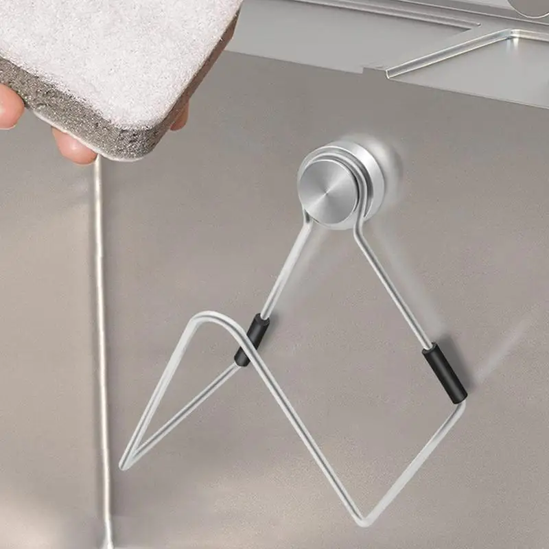 Stainless steel sponge rack non-perforated steel wool ball drain rack kitchen storage rack with magnetic Sink Sponge Holder