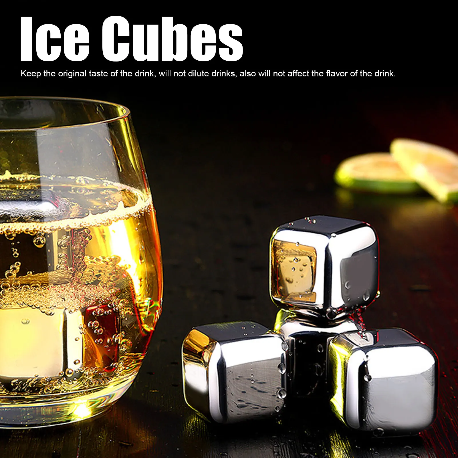 304 Stainless Steel Whiskey Wine Stones Reuseble Ice Cubes Ball With Box Bar Party Supplies