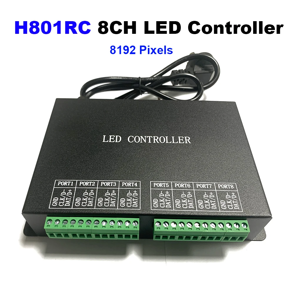 

8 Ports LED Pixel Controller Programmable Computer Network Marster Controller Max 8192 pixels Program RGB LED Controller H801RC