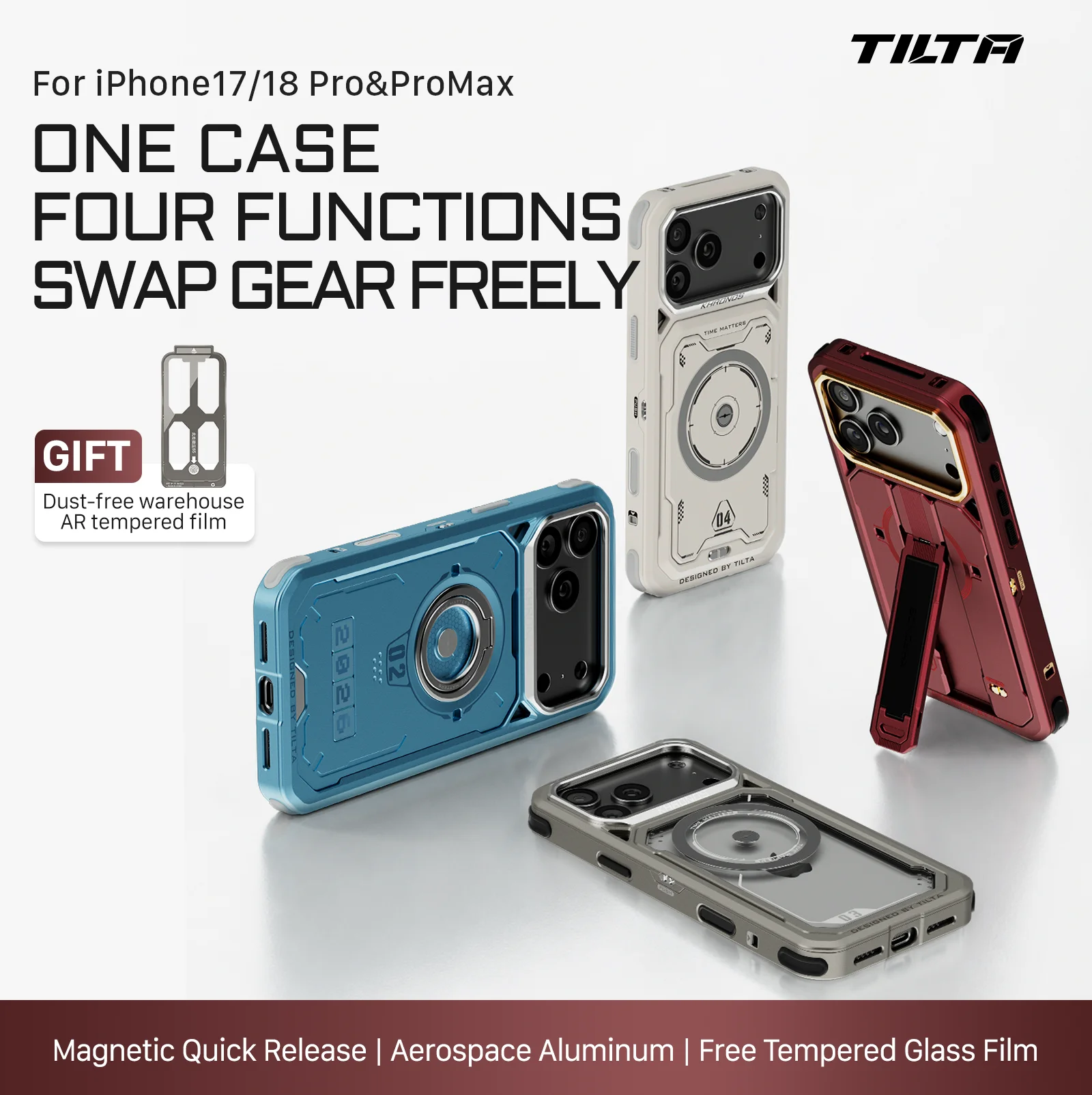 TILTA Khronos Core für iPhone 17 18 Pro/Pro Max Hülle Limited Edition Kit mit 4 Magnetischen Rückplatten Schnellverschluss-Lanyard