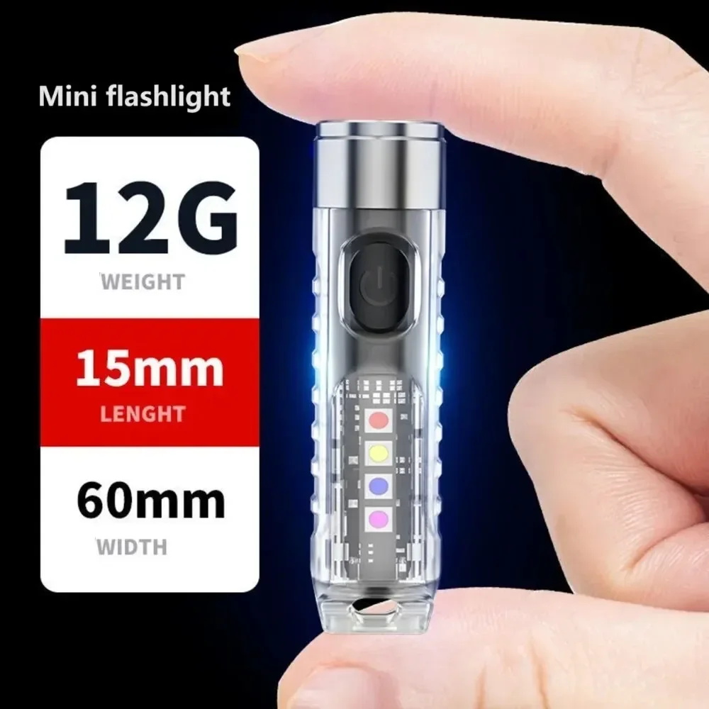 1 szt. Mini latarka z brelokiem do kluczy z 10 trybami i podstawą magnetyczną - idealna na kemping i zajęcia na świeżym powietrzu