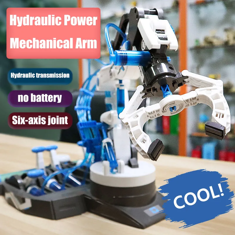 DIY STEAM Toy Assembled Hydraulic Mechanical Arm Science Experiment Engineering Set Toys for Boys Birthday Gifts Children Gift