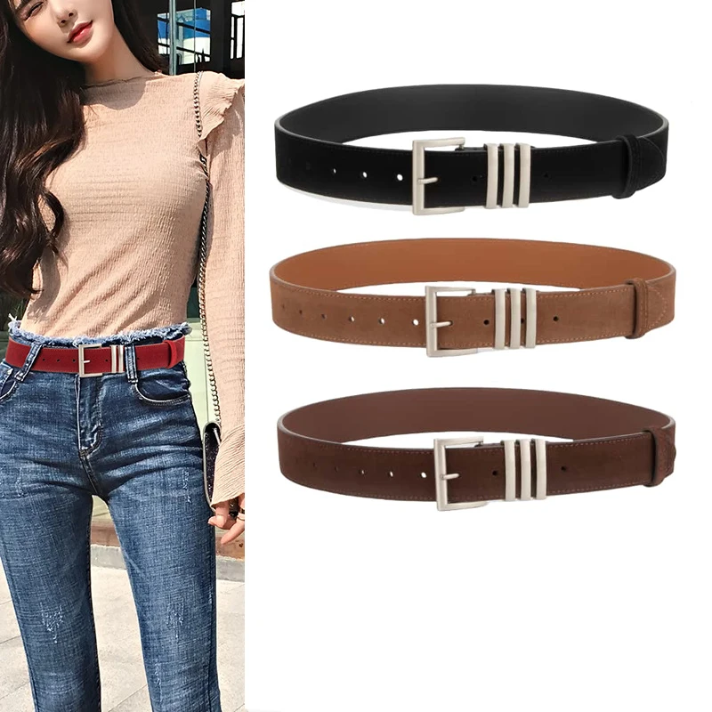 High-quality Leather Women's Belt Luxury Designer Silver Pin Buckle Girdle Retro Versatile Dress Jeans Accessories Waistband