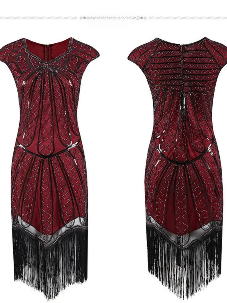 Retro 920s lentejuelas noche Dr mujer Faion Par vestido con cuentas borla Cotail Dr temporada de primavera nueva llegada
