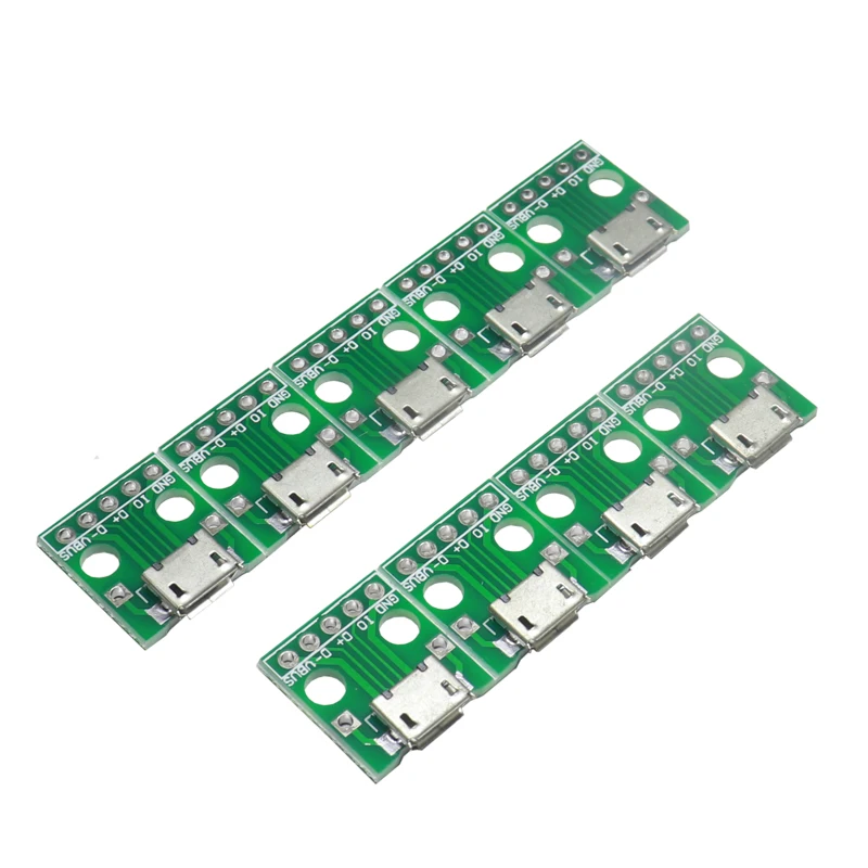 【50-10PCS】MICRO USB To DIP Adapter 2.54mm 5pin Connector DIP PCB Adapter Breakout Board