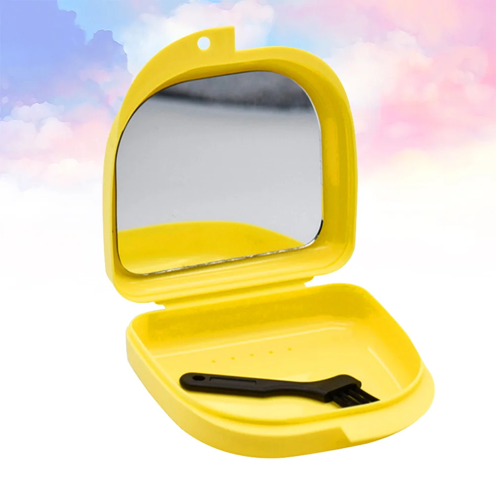 حاوية تخزين طقم الأسنان، صندوق حماية للفم، صغير محمول عديم الرائحة، قابل للتنفس، متين للسفر والمكتب المنزلي